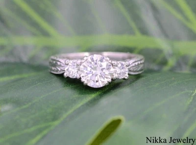 Tacori GIA 1.32 CTW Round Cut F VVS Natural Diamond Platinum Ring Three Stone - Image 1 of 4