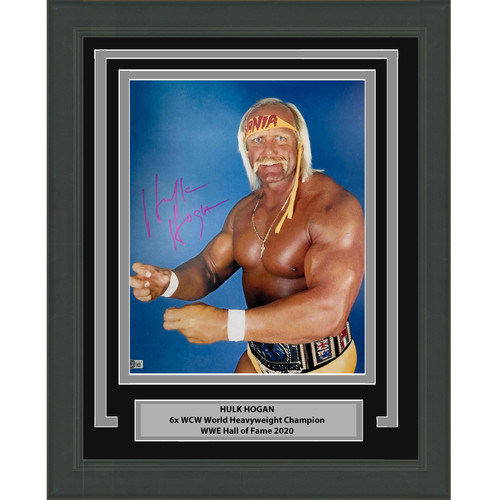 Hulk Hogan Signed 16x20 Photo WWE WWF WCW Flexing BAS Beckett