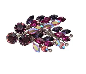Spilla Manfred Kleinert rosa viola AB strass spilla swag a grappolo, marcata 41 - Foto 1 di 11