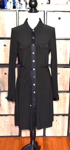Vestido Camisa Casa Blanca Mercado Negro Para Mujer L Negro Manga Larga Cinturón Nuevo Sin Etiquetas - Imagen 1 de 4
