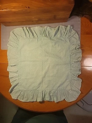 Vintage Green Plaid Cross Stich Pillow Sham - Image 1 of 4