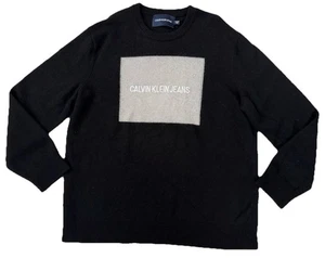 Calvin Klein Jeans Wollpullover XXL schwarz grau Colorblock Logo Rundhals - Bild 1 von 4