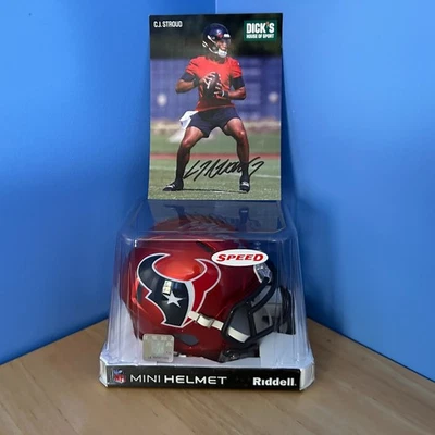 CJ Stroud Signed Houston Texans Mini Helmet by Riddell & signed 5x7 postcard - Image 1 of 4