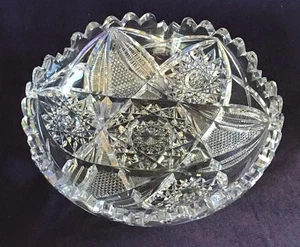 Vintage Crystal Hawkes Scalloped Cut Glass Candy Dish 1.25" x 6" x 6" Excellent - Picture 1 of 4