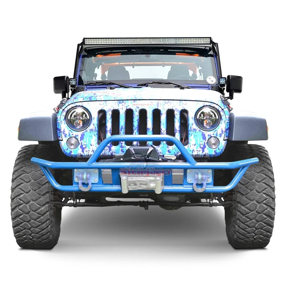 For Jeep Wrangler JK 18 Bumper Full Width Playboy Blue Front Winch Tubular Foto 1 de 1