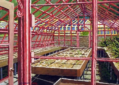 Pintura Gouache Original Joel Roman "Invernadero Winterthur (Vacío)" ¡HAZ OFERTA! Foto 1 de 3