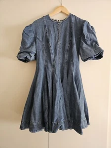 ASOS Edition Denim Short Sleeve Flared Mini Dress - Picture 1 of 6
