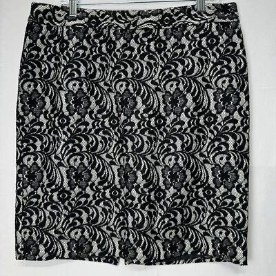 Falda Lápiz Worthington 16 Negra Encaje Superposición Carrera Iglesia Elegante Foto 1 de 4