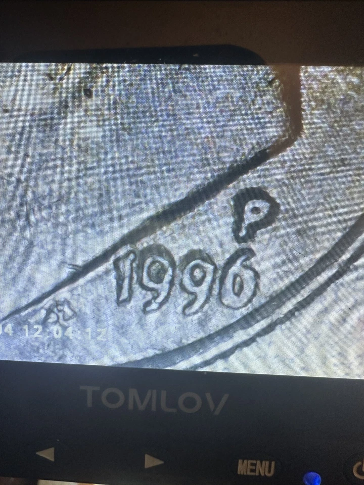 1996 P Roosevelt dime Error ON DATE &P IN GOD WE TRUST OFF CENTER HEAD @ BACKRIM - Image 1 of 4