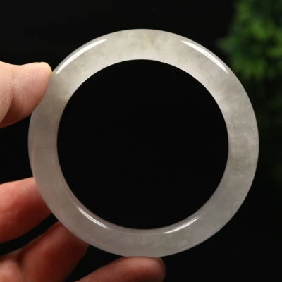 Brazalete Brazalete 55mm Blanco Lavanda Verde Jadeíta Helada Jade Birmania A-13359 Foto 1 de 4