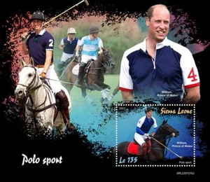 Polo Sport Horses Prince William MNH Stamps 2023 Sierra Leone S/S - Picture 1 of 1