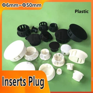 Black/White Round Plastic Blanking End Caps 6mm-50mm Tube Pipe Inserts Plug Bung - Picture 1 of 12