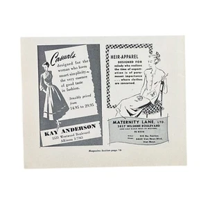 Vintage Los Angeles Fashion Print Ads 1948 4,5x8,5 Damen Umstandsmode 40er - Bild 1 von 2