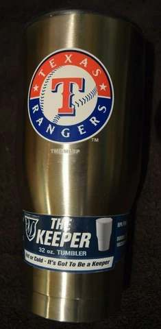 Texas Rangers Logo 32oz. Stainless Steel Keeper Tumbler New With Tag Cover