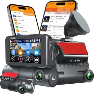 ROVE R3 Dash Cam 2023, 3-Kanal Touchscreen Auto Armaturenbrett Kamera mit Saughalterung - Bild 1 von 8
