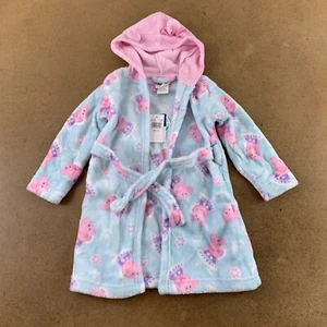 Peppa Pig Komar Kids Toddler Girl Size 2T Aqua Blue Fleece Hooded Robe NWT - Picture 1 of 5