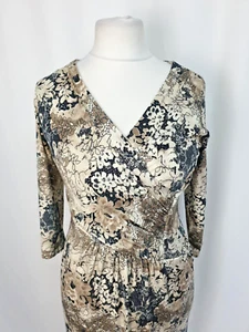 Nightingales Floral Animal Print Wrap Dress Jersey Lined Stretch UK10 L826 - Picture 1 of 14