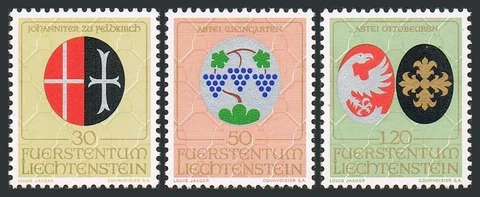 Liechtenstein 486-488,MNH.Michel 548-550. Arms of Ecclesiastic Patrons,1971 Cover