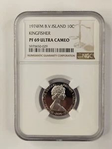 1974 FM British Virgin Islands - Kingfisher 10C - PF 69 Ultra Cameo - NGC - Picture 1 of 2