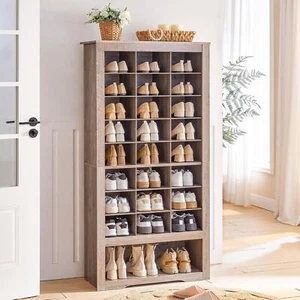 Shoe Cabinet 29.5" x 12.4" x 59" Shoe Storage Cabinet Freestanding Shoe Rack - Picture 1 of 9