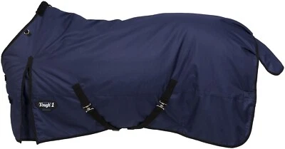 TOUGH 1 Winter Horse Blanket - HeavyWeight Turnout - 1200D-300 Gr 69" - 84" - Navy Blue
