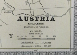 Vintage 1885 AUSTRIA Map 13"x11" ~ Old Antique Original INNSBRUCK LINZ SALZBURG  - Picture 1 of 13