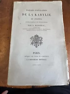Poésies populaires de la Kabylie du Jurjura, texte kabyle et traduction 1867 - Imagen 1 de 11
