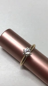 14k Diamond Solitaire 6 Platinum Prong Ring .35 ct, size 4 - Picture 1 of 9