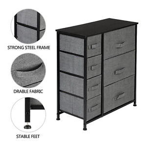 Storage Dresser Tower with Adjustable Feet 7 Drawer steel frame Unit Grey