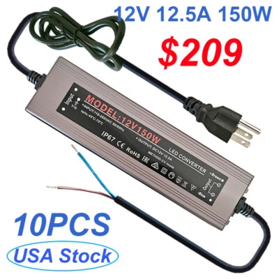 AC To DC 12V Transformer Waterproof Power Supply W/US Plug Adapter For LED Strip - Image 1 of 4