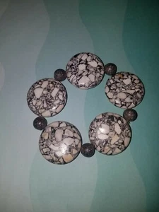 Womens Bracelet Women Fashion Womens Bracelet Black Gray White Stone Bracelet - Picture 1 of 3