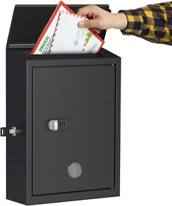 Mailbox Wall Mount, Locking Post Box for House, Business Suggestion Box, Metal K - Picture 1 of 6