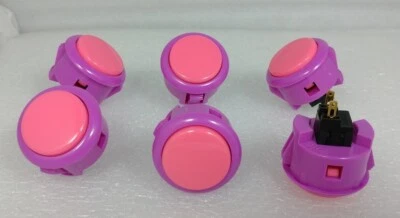 Япония Sanwa смесь кнопки фиолетовый розовый x 6 шт. видео игры аркады детали OBSF-30 - Изображение 1 из 4