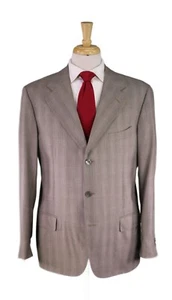 Zilli Very Recent Light Brown Subtle Plaid Wool Suit 44R - Picture 1 of 10
