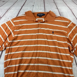 Camisa Polo Golf Ralph Lauren Para Hombres Naranja Rayas Manga Corta Algodón Talla Grande - Imagen 1 de 8