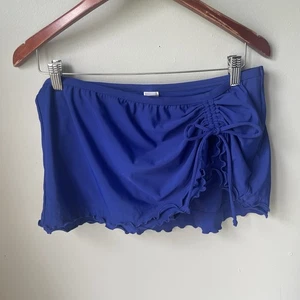 NWT Crown And Ivy Swim Skirt Built In Bottoms Womens Size Medium Blue Ruffles - Picture 1 of 8