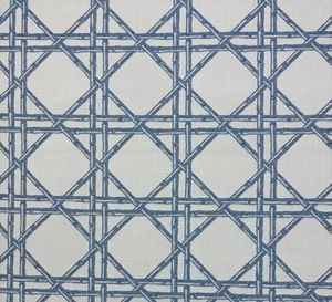 SUNBRELLA REIGN BLUE RATTAN LATTICE BAMBOO WOVEN OUTDOOR INDOOR FABRIC BTY 54"W - Picture 1 of 7