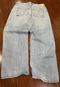 Ecko Unltd Y2K baggy embroidered jeans 36x30 Faded Blue Denim - Picture 1 of 11