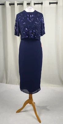 Vestido lápiz superpuesto adornado con falda y volantes con espalda abierta Reino Unido 8 NH100 BB 16 Foto 1 de 4