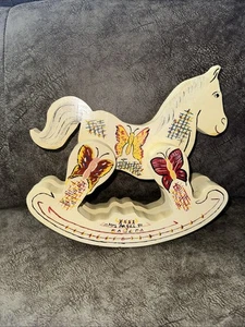 Vintage Handpainted Rocking Horse Signed 9 1/2” - Picture 1 of 4