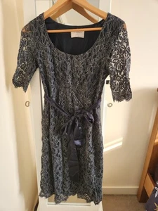 Seraphine Luxe teal scalloped lace stretch cocktail maternity dress size 10 VGUC - Picture 1 of 3