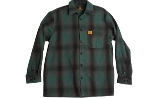 FB COUNTY L/S Green Plaid Flannel Work Checker Shirt Mens Medium - Picture 1 of 8