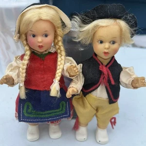 Vintage 60er Jahre West Germany Mädchen und Junge Gummi Puppe Set. 6,5" - Bild 1 von 12