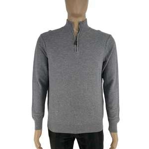 The Savile Row Company Men Grey Zip Neck Cotton Sweater Jumper Size M - Picture 1 of 9