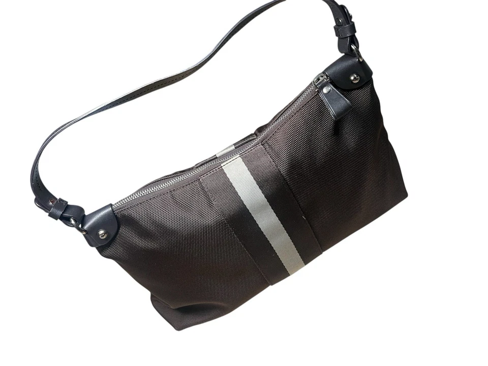 Bolso Bandolera Bally Nylon Rayas Marrón Auténtico Usado Foto 1 de 4
