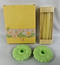 Avon Fancy Flower Candle Holders with sealed Candles Green 1985 Vintage