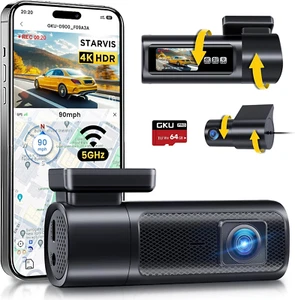 4K+2.5K Dash Cam Car Front Rear 5Ghz Wifi Dash Cam 64GB Video Night Vision GPS - Picture 1 of 9