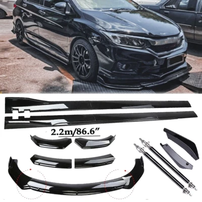 For Honda City 2010-22 Front Bumper Spoiler Body Kit / Side Skirt/Strut Glos Foto 1 de 4