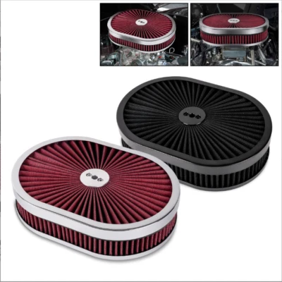 Filtro ovalado lavable de 12"x2" filtro limpiador de aire de flujo PARA 5-1/8" carbohidratos de apertura 12" por 2" Foto 1 de 4