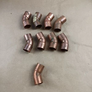 Lot of 9 Copper 3/4” x 3/4” Sweat 45 Degree Elbow - Bild 1 von 5